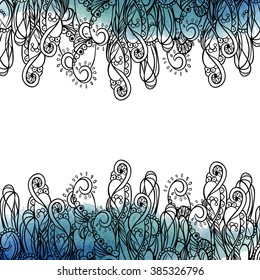 Beautiful bright pattint. The paint flows.Background with flowers. Ethnic ornament. Template frame design for card. You can place your text in the empty place.Postcards and party invitations.