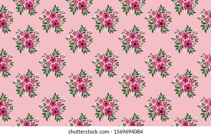 Beautiful bright pink background, motif dark pink rose flower frame. Vector