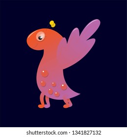 Beautiful bright print. The illustration shows a funny jelly monster. Vector illustration of a funny print.