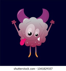 Beautiful bright print. The illustration shows a funny jelly monster. Vector illustration of a funny print.