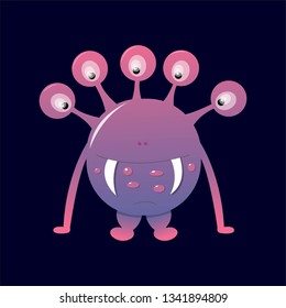 Beautiful bright print. The illustration shows a funny jelly monster. Vector illustration of a funny print.