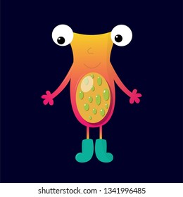 Beautiful bright print. The illustration shows a funny jelly monster. Vector illustration of a funny print.