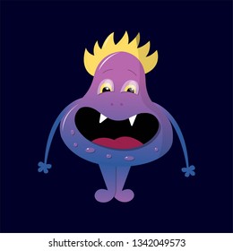 Beautiful bright print. The illustration shows a funny jelly monster. Vector illustration of a funny print.