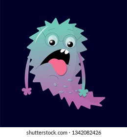 Beautiful bright print. The illustration shows a funny jelly monster. Vector illustration of a funny print.