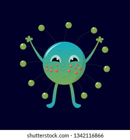 Beautiful bright print. The illustration shows a funny jelly monster. Vector illustration of a funny print.