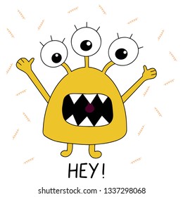 Beautiful bright print. Monster with funny inscription. Vector illustration of a funny print.