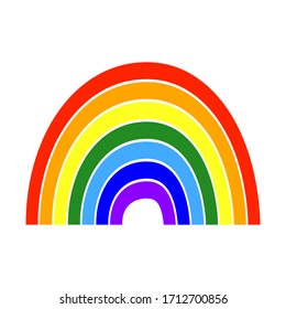 Beautiful bright rainbow icon. Front view. Hand drawn vector graphic illustration. Isolated object on a white background. Isolate.