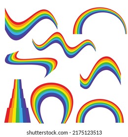 beautiful bright rainbow icon set