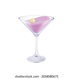 beautiful bright realistic drink with 3d effect on white background