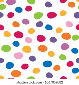 Beautiful and Bright Seamless Pattern with Colorful Dots on White. Vector Illustration. Decorative Design Background for Web, Wrapping Paper, Textile, Print Design