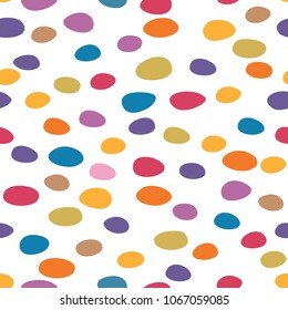 Beautiful and Bright Seamless Pattern with Colorful Dots on White. Vector Illustration. Decorative Design Background for Web, Wrapping Paper, Textile, Print Design