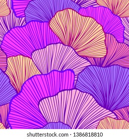 Beautiful bright Seamless pattern with colorful leaves or with abstract shrubs for wallpaper or for  textile  fashion drapery clothes or for decoration package or other things