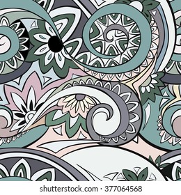 Beautiful bright seamless pattern. Vector background with flowers. Ethnic ornament.