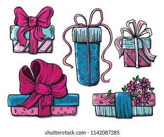 beautiful bright set of gift boxes