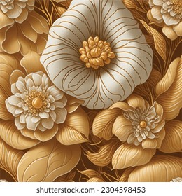 Beautiful and bright spring colorful Pastel flowers, leaves, twigs. Pattern