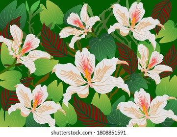 Beautiful and bright summer on green background 