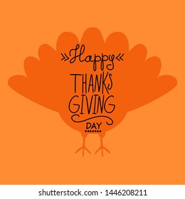 Beautiful bright thanksgiving greeting card with lettering in flat style