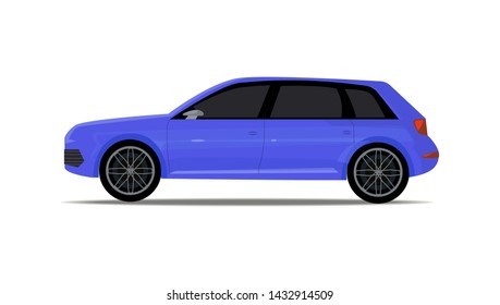 
Beautiful bright ultraviolet car. Beautiful car in profile in cartoon style.
