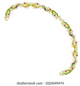 Beautiful bright vector floral frame or border isolated on white