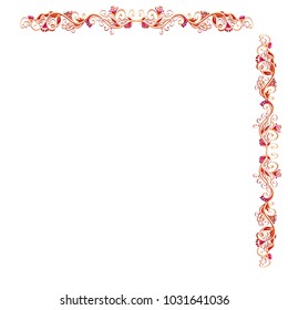 Beautiful bright vector floral frame or border isolated on white