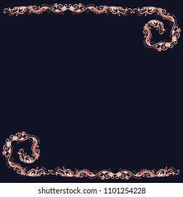 Beautiful bright vector floral frame or border isolated on dark background