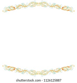 Beautiful bright vector floral frame or border isolated on white