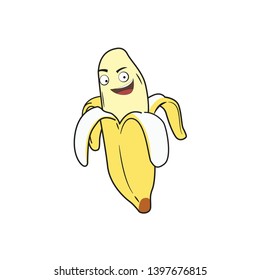 A beautiful bright yellow banana in cartoon depicting an angry face vector color drawing or illustration - Vector
