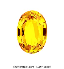 Beautiful bright yellow gem on a white background. Vector illustration EPS 10.