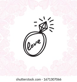 Beautiful brilliant ring love. Vector illustration