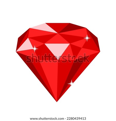 Beautiful brilliant ruby. Colorful gems. Gemstone vector icon.