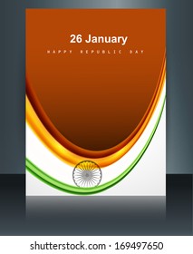 Beautiful brochure template reflection design for Indian republic day and independence day vector 