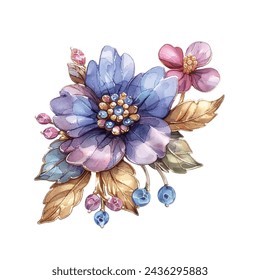 beautiful brooch jewelry vector illustration in watercolour style