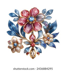 beautiful brooch jewelry vector illustration in watercolour style