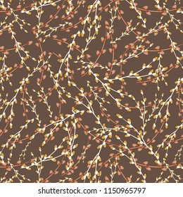 beautiful brown and beige colored Willow Branches repeating pattern for textile, fabric and cheerful surface designs. pattern swatch available at eps.file