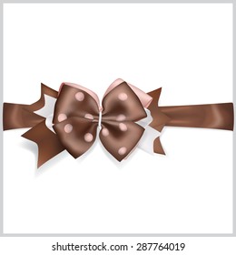 Beautiful brown bow with horizontal ribbon