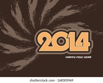 Beautiful brown color card design for new year 2014. vector illustration