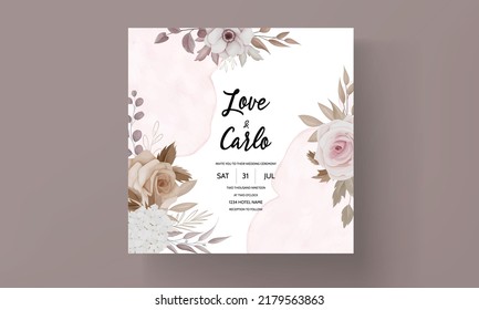 beautiful brown floral invitation card template