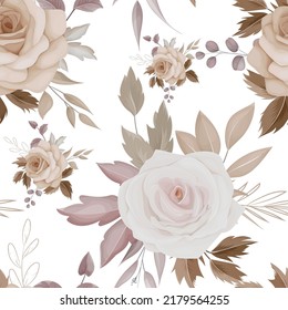 beautiful brown floral seamless pattern