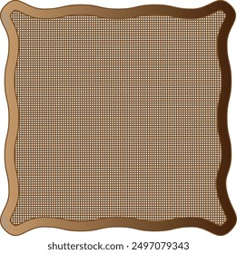 
Beautiful brown frame with wavy edges and a grid in the middle on a white background