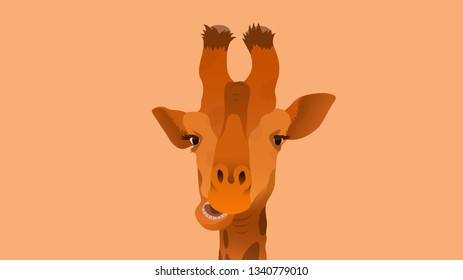 Beautiful brown giraffe cartoon simple wallpaper