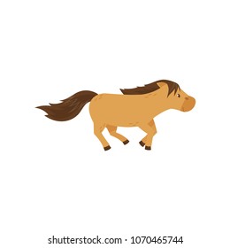 Beautiful brown horse pony jumping vector Illustration on a white background