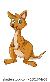 A beautiful brown kangaroo with green eyes laughing, design cartoon vector illustration