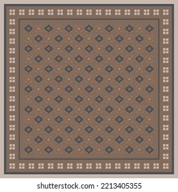 Beautiful brown ornament square scarf pattern design. Silk scarves