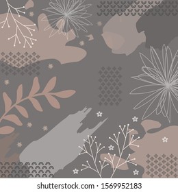 beautiful brown scarf pattern with leaf ans flower design