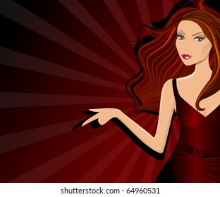 Beautiful brunet on dark background