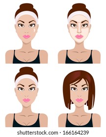 beautiful brunette clean face set