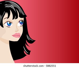 Beautiful brunette close-up vector