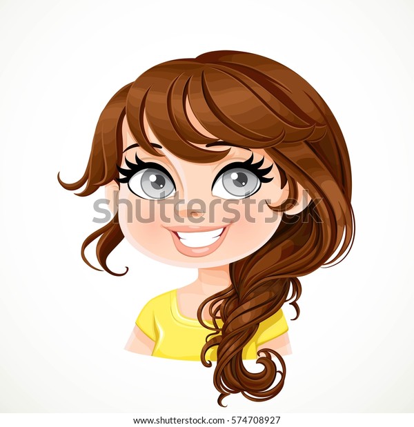 Beautiful Brunette Girl Dark Chocolate Color Stock Vector Royalty