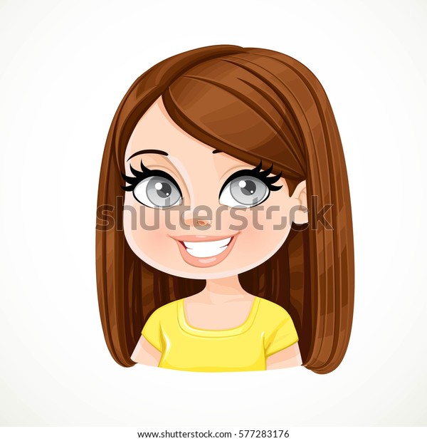 Image Vectorielle De Stock De Belle Fille Brune Avec Portrait De 577283176