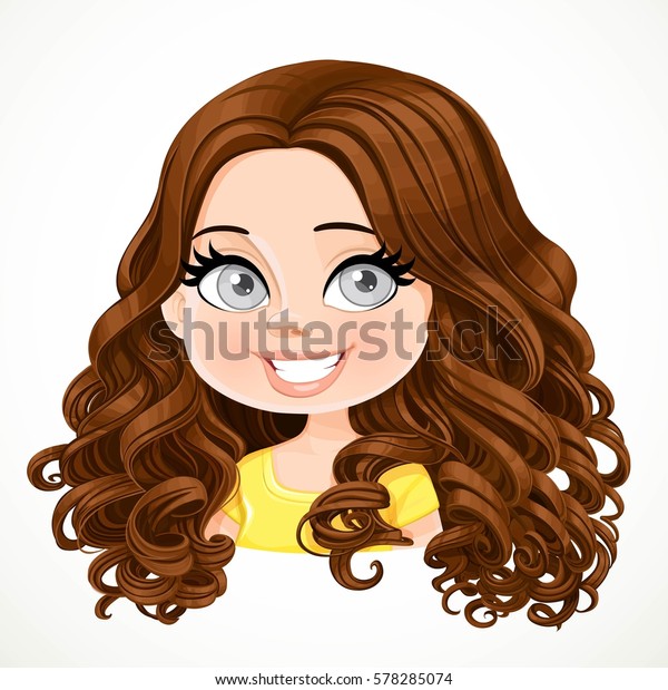 Beautiful Brunette Girl Dark Chocolate Color Stock Vector Royalty